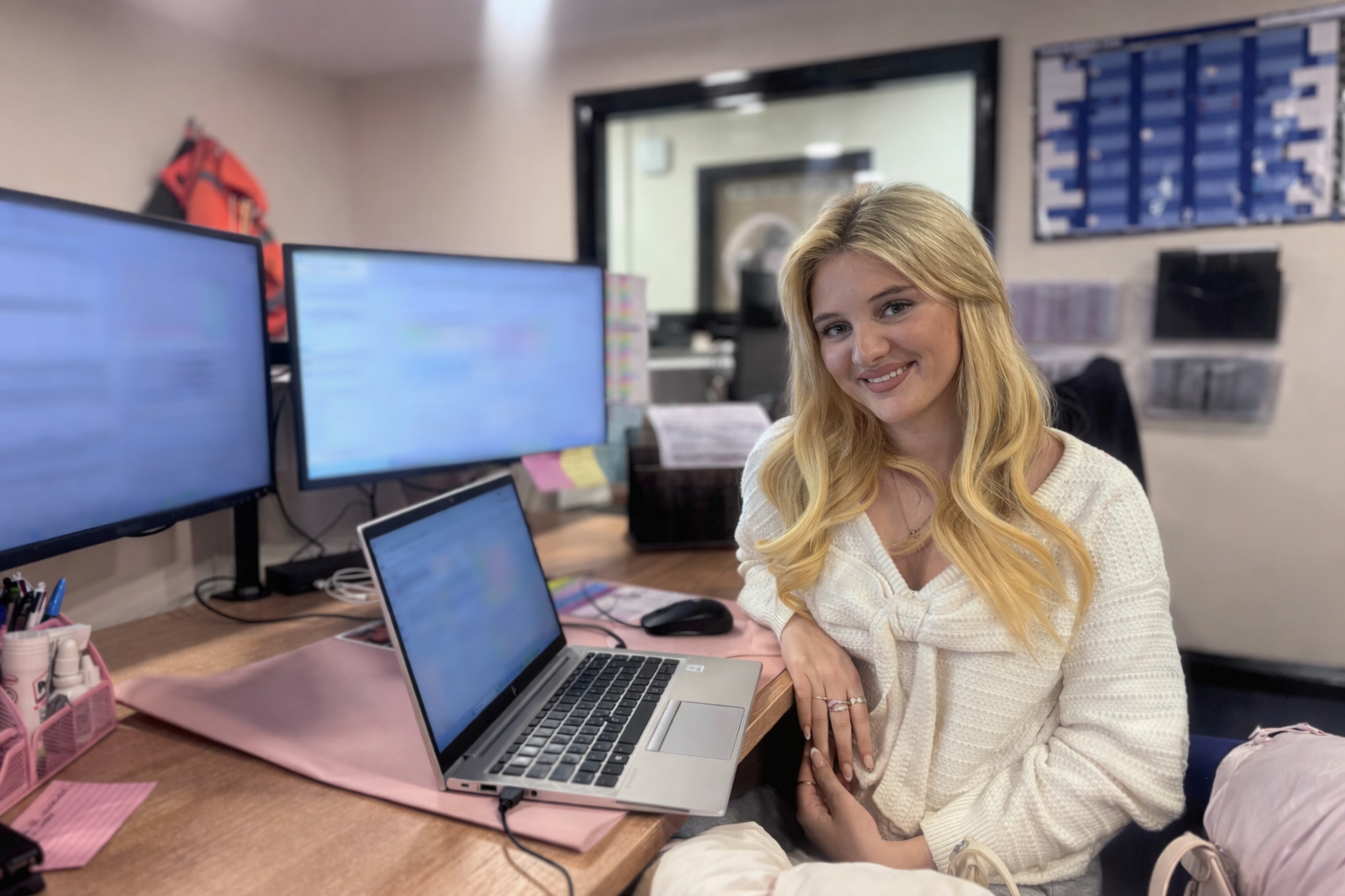 Brooke, sat at her desk