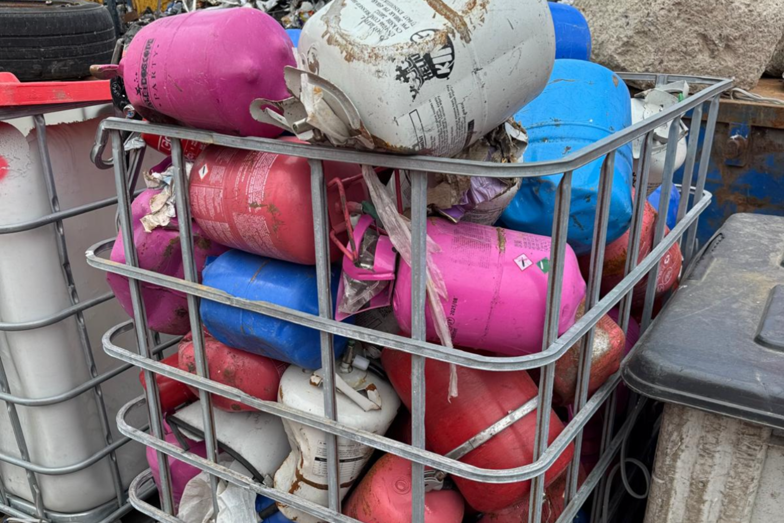 Gas Cylinders pulled from kerbside waste