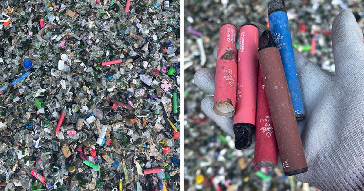 recyclable vapes Did you know 8 million vapes are binned every week? These vapes contain  lithium, a valuable resource that can be recycled, and can cause fires if  disposed of in general waste or main image 1