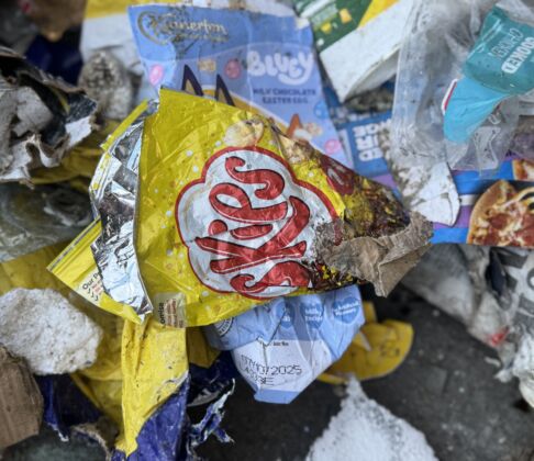 Waste crisp packets