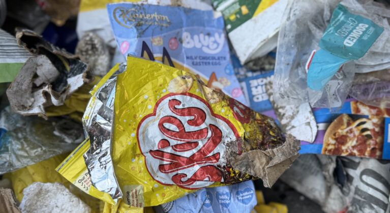 Waste crisp packets