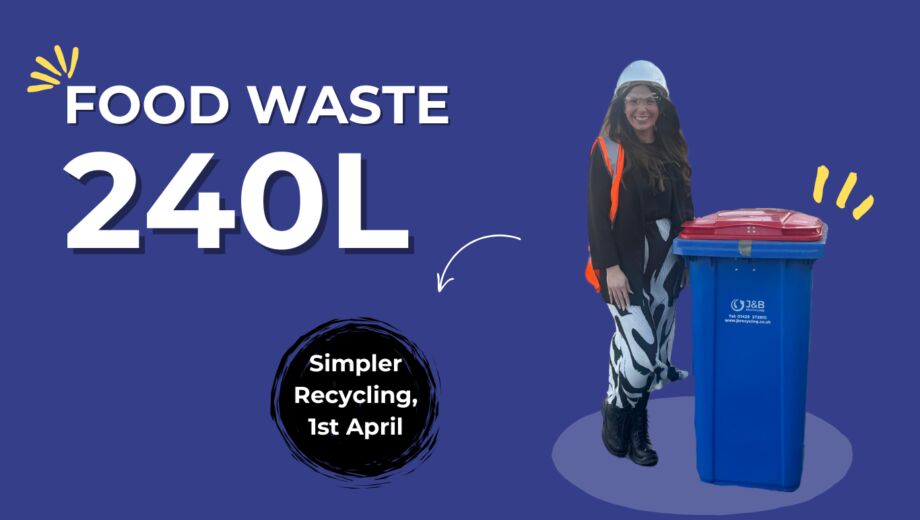Graphic showing lady next to 240 litre wheelie bin for food waste